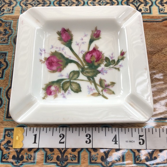 Vintage Floral Midcentury Ceramic Ashtray Handpainted Trinket Dish Cottagecore - Picture 5 of 6